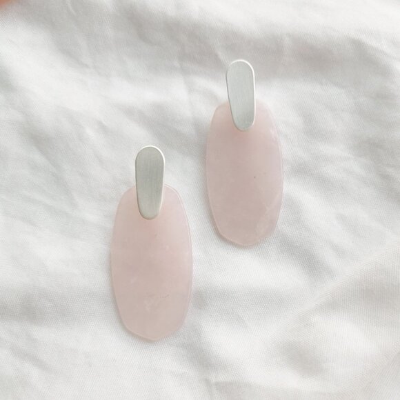 Alicia Bonnie Cathy Rose Quartz Silver Earrings - Picture 2 of 3